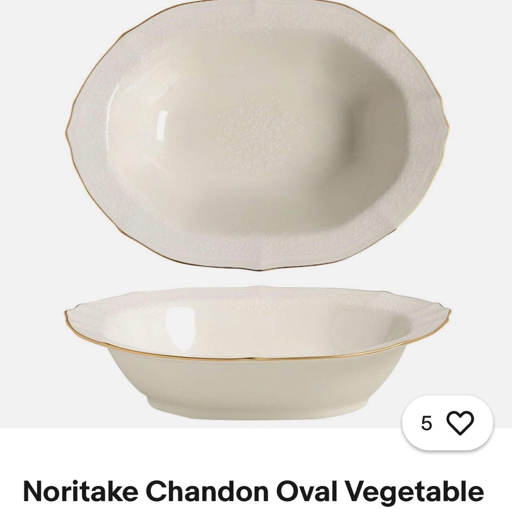 Noritake White Oval Serving Platter with Gold Trim